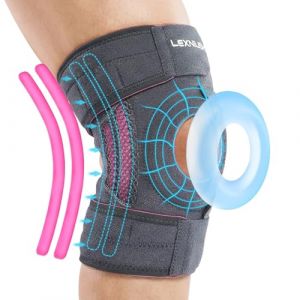 Lexniush Genouill&egrave;re Sport, R&eacute;glable Genouillere Arthrose, D&eacute;chirures du M&eacute;nisque Genou, Genouill&egrave;re Ligamentaire avec Stabilisateurs Lat&eacute;raux et Coussinets en Caoutchouc, Course, Gris (TRANS MARKET CONS, neuf)