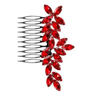 LIFKOME Peigne Lat&eacute;ral en Cristal Rouge pour Mariage Accessoires Cheveux D&eacute;coratifs Strass pour Femmes Pince &agrave; Cheveux pour Mari&eacute;e et Demoiselles d'Honneur (hdybs, neuf)