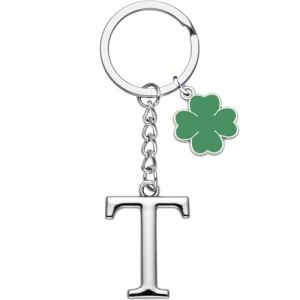 YJYJZX Porte-clés Lettre Initiale Pendentif A-Z 26 - Cadeau Amis Soeurs, Argent - Porte Bonheur Pour Femme Homme Anniversaire (T) (yiwushiwojudianzishangwuyouxiangongsi, neuf)