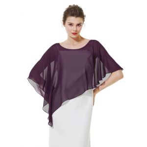 BEAUTELICATE Châle Étole en Mousseline de Soie Boléro Cape De Femme Mariée Mariage Soirée D’été Demoiselle d'honneur Asymétrique - Prune (BEAUTELICATE-FR, neuf)