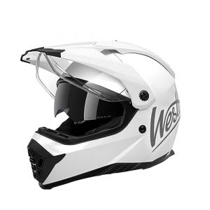 Westt Casques Integraux pour Moto - Casque Moto Homme Femme Casque Quad avec Double Visi&egrave;re - Casque Moto Cross ECE Casque Homologue Moto Blanc Brillant M (57-58cm) (Marketplace-Powerbrands, neuf)