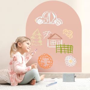 Tableau Magnétique Enfant, Adhésif Mural en Forme d'Arche, 80×100 cm Magnetic Wall Board (Rose Taupe) (Tianfy Official, neuf)