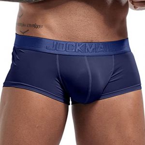 Boxer Homme Sexy Rafra&icirc;chissante en Soie Glac&eacute;e Calecon Hommes Pas Cher Mode Slim D&eacute;contract&eacute; Respirant Sport Slip String Lingerie Cadeaux Hommes Bleu Fonc&eacute; XXL ZL139 (peimuwenshanghang, neuf)