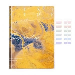 LIMEQKI Carnet De Notes A4 Avec Cartes Index, Lignes De Cahier Avec 200 Feuilles/400 Pages, Livre De Couverture En Caoutchouc étanche Pour Le Travail, Université, Lycée, Dessin (Marbre Jaune) (DTRainbow, neuf)