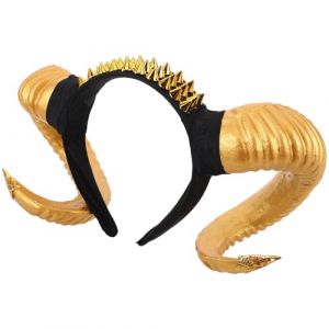 BESPORTBLE Serrage-T&ecirc;te Cornes de B&eacute;lier Dor&eacute;es Accessoire Cosplay Halloween Adulte Serrage-T&ecirc;te Cornes de Mouton L&eacute;ger et Confortable pour Costume F&ecirc;te Coiffe Gothique Punk pour (Vinumar, neuf)