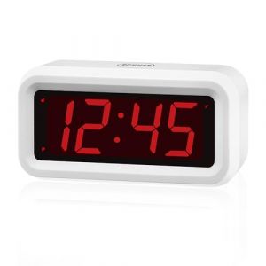 KWANWA Réveil,Horloge à Piles,luminosité LED Réglable à 3 Niveaux,Modèle Dim Night,12/24 Heures,sans Fil,Petite Horloge pour Chambre/Mur/Voyage avec Affichage Constant des Chiffres Rouges de 1,2'' (EJIA-EU, neuf)