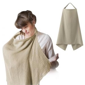 Tablier d'Allaitement, Darryy Couverture d'Allaitement en Coton, Cape Allaitement Bébé, 75 * 95cm, Voile d'Allaitement, Cache Allaitement, Écharpe Allaitement, Respirante, Douce, Multi (Chameau) (GFHU, neuf)