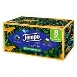 Tempo, Boîte de mouchoirs en papier, 8 boîtes de 120 mouchoirs jetables 3 voiles, Family Box Limited Edition de Paola Marella, emballage recyclable d'origine naturelle (CorpoeCapelli, neuf)