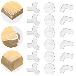 MARICATO Coin de Table Protection Bebe, 18 PCS Protection Coin de Table bébé, 3 Formes Transparent Protection Angle Meuble, Protege Coin de Table Bebe pour Securite Enfant Sécurité Domestique (MARICATO, neuf)