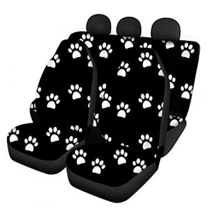 Belidome Lot complet de 4 housses de siège de voiture pour homme et femme Motif pattes de chien Noir (belidomeEUR, neuf)