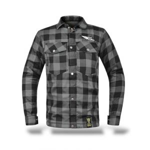 TLA Grid Chemise de Moto avec Protections, Veste en Flanelle à Carreaux avec Renforts en aramide, Unisexe pour Homme et Femme, Veste Vintage pour Scooter, avec Fermeture éclair et Boutons, Gris, 5XL (TLA RACING, neuf)