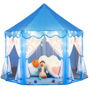 Sumbababy Château de Tente de Princesse, Tente de Jeu pour Enfants, Maison de Jeu, pour l'intérieur et l'extérieur, Bleu, sans étoiles (FUSUNOD, neuf)