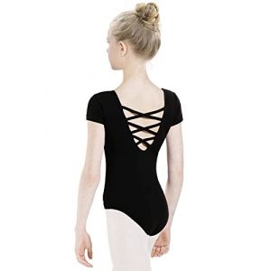 tanzdunsje Fille Justaucorps de Gymnastique Justaucorps de Ballet Justaucorps de Danse pour Filles Femmes Taille 100-170 (100, Noir) (eledance, neuf)