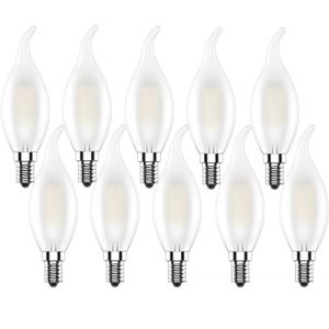 Zcexhph E14 Ampoule LED Bougie,4W Ampoule Flamme,Filament LED Blanc Chaud 2700K,Edison Lampe Forme de Bougie 400LM,Non Dimmable,Mat pour Lustres,10 Pi&egrave;ces (Zcexhph, neuf)