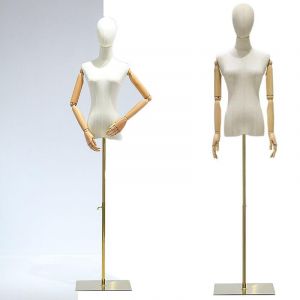 Femme Mannequin Couture, R&eacute;glable Hauteur 140-190 cm Mannequin Femme Buste avec Base en M&eacute;tal, t&ecirc;te Amovible, Bras en Bois pour Affichage de Bijoux de V&ecirc;tements (wei wei dian qu, neuf)