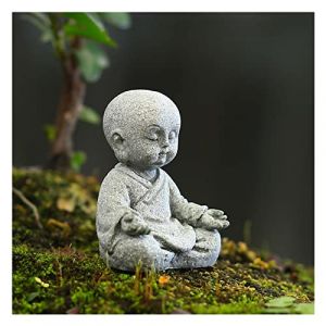 Uziqueif Mini Jardin Zen Ornement, Garden Miniatures Pagode Bateau Pont Statue de Bouddha Rocaille Sculpture Figurine - Miniature Jardin Aquarium Pot de Fleur Décoration Extérieur,Sitting Buddha (TYH Department Store, neuf)