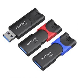 Clé USB 3.0 128 Go Lot de 3, KOOTION Cle USB 128Go 3.0 Pousser Tirer Clef USB 3.0 Flash Drive Stockage Unique Mémoire Stick (Couleur Mixte:Noir Rouge Bleu) (KOOTION MEMORY, neuf)