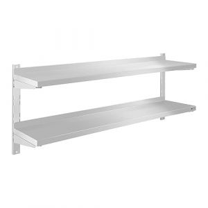 Royal Catering Étagère Murale Rangement Cuisine 2 Plateaux RCWR-140.2 (140 cm de Long, éléments pour Montage Mural, Design Moderne, INOX) (expondo GmbH, neuf)