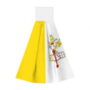 Serviette à suspendre en polaire corail pour enfants et adultes, serviette de salle de bain et cuisine, serviette de cuisine super absorbante, drapeau du Vatican (yangxiqiangbaihuo, neuf)
