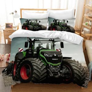 LLTTEER Housse de Couette Tracteur 3 Pièces,Parure De Lit Tracteur 1/2 Personne avec 2 Taies d'oreiller 65x65 cm,Housse De Couette Microfibre pour Adolescents (Tractor 05, 220 x 240 cm) (HELUOUN, neuf)