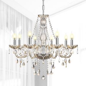 Ridgeyard Lustre à 8 Branches en Cristal K5, Luminaire Contemporain Pour la Décoration Intérieure des Salons, Chambres à Coucher et Salles à Manger, Cognac (Kaiyijia-EU, neuf)