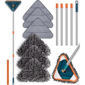 Balai Serpillere,Vadrouille de Nettoyage R&eacute;glable Rotative &agrave; 360&deg;, Balai Serpillere Triangle avec Tige T&eacute;lescopique Balai Nettoyage en Microfibre pour Plafond Fen&ecirc;tre Mural (NEW GUOXIN, neuf)