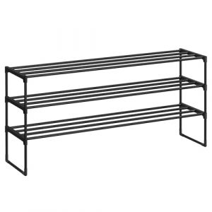 SONGMICS &Eacute;tag&egrave;re &agrave; Chaussures 3 Niveaux, Porte-Chaussures en M&eacute;tal, &agrave; l&rsquo;Endroit ou &agrave; l&rsquo;Envers, pour 20-24 Paires, Empilable, pour Couloir, 30 x 117 x 55 cm, Noir LSA033B01 (SONGMICS HOME FR, neuf)