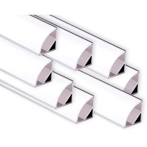 AFTERTECH Profil en Aluminium d'Angle 16x16mm 2m (16M) Pour Barre Rigide LED Strip - 8x 2m 1616 Lait (AFTERTECH®, neuf)