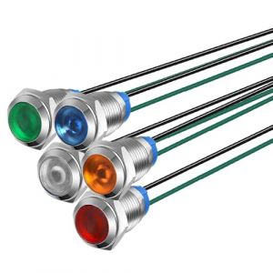 Gebildet 5pcs 10mm 3V-4,5V-5V-6V-7,5V-9VDC Lampe de Signalisation en Métal, Voyant LED à économie D'énergie, Indicateur étanche avec Fil (Rouge/Orange/Bleu/Vert/Blanc) (Gebildet-FR, neuf)