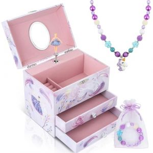 Anyiner Bo&icirc;te &agrave; Bijoux Musicale Pour Filles &ndash; Bo&icirc;te &agrave; Musique Ballerine Avec 2 Tiroirs Coulissants, Bo&icirc;te &agrave; Bijoux Pour Enfants, Cadeau d'Anniversaire Pour Enfants De 3 &agrave; 10 Ans (Anyinger, neuf)