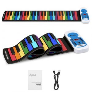 POGOLAB Clavier Piano Souple 49 Touches, 14 D&eacute;mos, 128 Tons, 128 Rythmes, Enregistrement, Microphone et Prise Casque, Piano de Voyage Electrique Num&eacute;rique Rechargeable, Cadeau pour D&eacute;butants (Yu qiang, neuf)