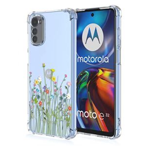 RankOne Coque de T&eacute;l&eacute;phone Convient pour Motorola Moto e32 / Moto e32s (6.5" inches) Transparent TPU Silicone Color Drawing Pattern Case - Fleurs 11 (Rankone, neuf)