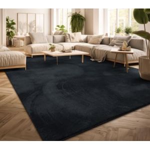 TT Home Tapis Poil Ras Tapis De Salon Monochrome Design Moderne Lavable, Couleur: Bleu Marin, Dimension:140x200 cm (marche-de-tapis, neuf)