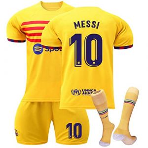 Maillot Barcelone Enfant de Foot Retro Soccer Jersey, 10 Maillot Classique, Ensemble Barca Enfant et Adultes, Garçon Vêtements de Football Extérieur Tshirt, Short avec Chaussette (FTRGHNY, neuf)