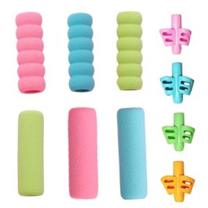 QOWUXHZ 4 Pièces Guide Doigts Ecriture Enfant D'Aide À L'Écriture Pour Enfants Grip Crayon Pour Enfants Grips Pour Crayons En Silicone Avec 6 Coussin Mousse Crayon Gripper (QOW STORE, neuf)