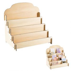 LONGHAO Pr&eacute;sentoir en bois &agrave; 4 &eacute;tages pour cartes de v&oelig;ux - Pr&eacute;sentoir &agrave; bijoux - Pour cartes postales - Autocollants, cartes cadeaux de vacances (Anpaeony, neuf)