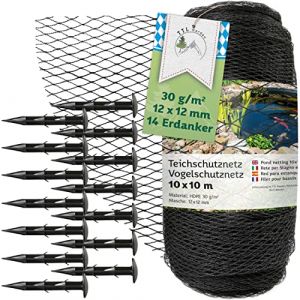 TTL Garden - Filet de protection contre les oiseaux - 10 x 10 m - Noir - 30 g/m&sup2; - Maille fine - En poly&eacute;thyl&egrave;ne haute densit&eacute; - Filet de piscine pour arbres fruitiers (TTL-Commerce, neuf)