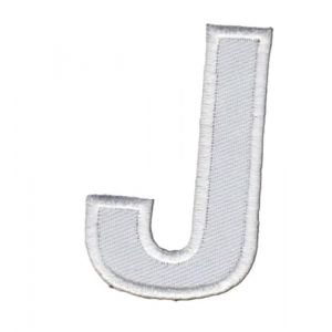 Patch Ecusson Thermocollant Lettre Blanche 3 x 5 cm Lettre J (Filou Face, neuf)