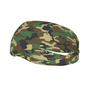 Bandeau de sport vert à imprimé camouflage militaire - Bandeaux de sport polyvalents pour enfants et adultes - Bandeau réglable (JUNGTae, neuf)