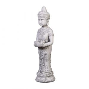 gartendekoparadies.de Figurine en Pierre Solide Bouddha Moine Debout avec Bol, Hauteur 50 cm, Gris, Poids 6 kg, en Pierre moul&eacute;e r&eacute;sistante au Gel (gartendekoparadies, neuf)