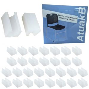 32pcs Patin Pied Chaise Tube Embout Tampon Capuchon Bouchon Protection Plancher Meuble Forme U en Plastique Chaise Casquettes,Chaise Jambe Caps Tube Pince (10mm,Weiß) (LiqingUK, neuf)