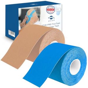 Lot de 2 bandes de kinésiologie - Bleu beige - Imperméables - Doux pour la peau - Élastiques - Bandes adhésives - Idéales pour le sport et la vie quotidienne axion (axion France, neuf)