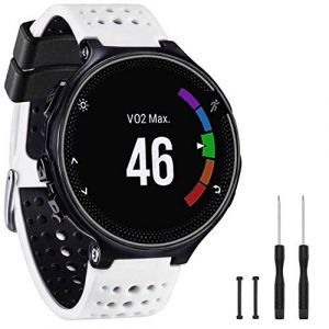 TopPerfekt Bande Compatible avec Garmin Forerunner 235, Bracelet Montre de Remplacement en Silicone Souple pour 220/230/235/620/630/735XT/235 Lite Montre Intelligente pour Femmes Hommes (Blanc/Noir) (TopPerfekt FR, neuf)