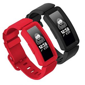 TopPerfekt Bracelet Compatible avec Fitbit Ace 2 pour Enfants 6 - Bracelet en Silicone Souple étanche - Accessoires pour garçons et Filles - Compatible avec Fitbit Ace 2 (2-Rouge/Le noir) (TopPerfekt FR, neuf)