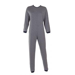 Confezioni_Emy Pyjama int&eacute;gral m&eacute;dical unisexe &ndash; Grenouill&egrave;re adulte coton 100% &ndash; Pyjama dos zip seniors &ndash; V&ecirc;tements g&eacute;riatriques confortables Made in Italy - Taille L - Pois Bleu (CONFEZIONI EMY, neuf)