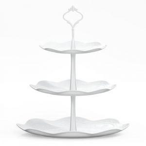 Pr&eacute;sentoir &agrave; cupcakes &agrave; 3 &eacute;tages - Blanc - Pr&eacute;sentoir &agrave; g&acirc;teau &agrave; bonbons - Plateau &agrave; g&acirc;teau de mariage - Anniversaire - F&ecirc;te - Fruits - Assiette &agrave; beignets (HongLeMaoYi, neuf)