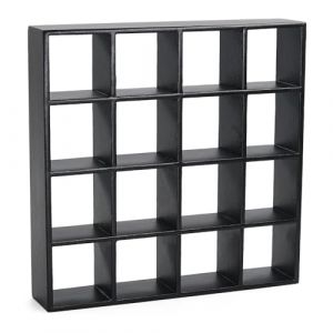 Odoria Maison de Poupée Bibliothèque Miniature: Échelle 1/12 Étagère à Livre Noir pour Salon Bureau Moderne - Mini Meuble Rangement Mural Cube Bois (Cardinas, neuf)