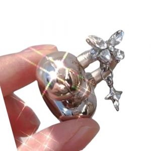 BABIBAOBEI &Eacute;l&eacute;gant clip d'oreille papillon en cristal pour &eacute;couteurs, d&eacute;coration amovible, bijou d'oreille amovible avec faux strass (ASWZjhr, neuf)