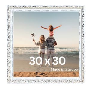 Victor Cadre Photo Rubens en Or Blanc 30x30 cm - Bar: 30x20mm - Verre Véritable - Châssis pour l'image Baroque - Antique - Vintage 30x30 - Carré (Victor_Store, neuf)