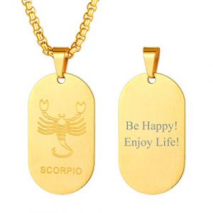 Custom4U Collier Personnalisé Prénom Plaque Signe Astrologique Scorpion Or Pendentif Zodiaque (Custom4U Store, neuf)